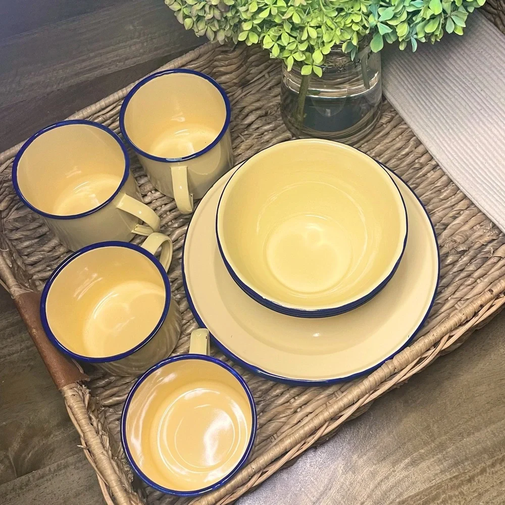 Pottery Barn 12 piece Enamel Dish Set